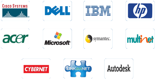 Our Partners, CISCo, DELL, IBM, HP, ACER, Microsoft, Symantec, Multnet, Cybernet, LinkDotNet, AutoDesk, Hino, Shield And More